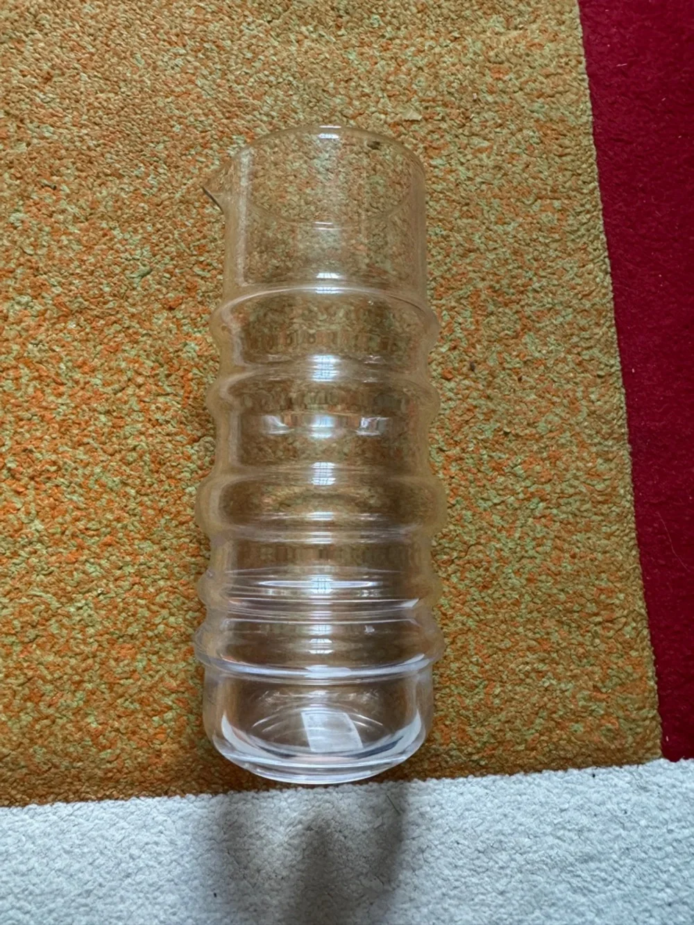Marimekko Pink and Clear Ribbed Glass Carafe